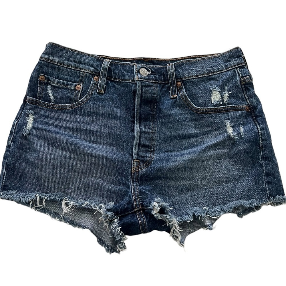 Levi's Women's 501 Distressed Button Fly Denim Shorts Size 28